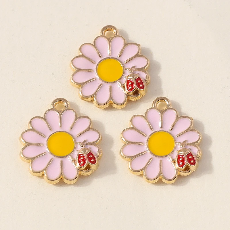 20 Stück modische, farbenfrohe Emaille-Blumen-Anhänger für die Schmuckherstellung, geeignet für Ohrringe, Halsketten, Armbänder und DIY-Bastelarbeiten. – Detail 7