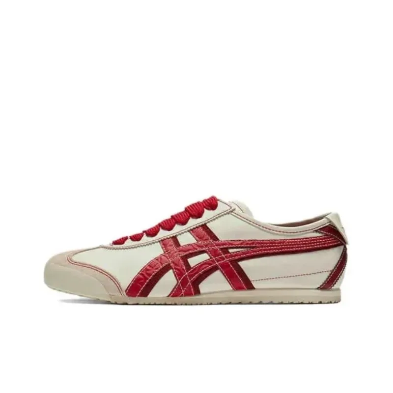 Onitsuka Tiger MEXICO 66 Unisex White/Red Low-Top Sneakers  Comfortable Versatile Non-Slip Durable Style 1183C391-100