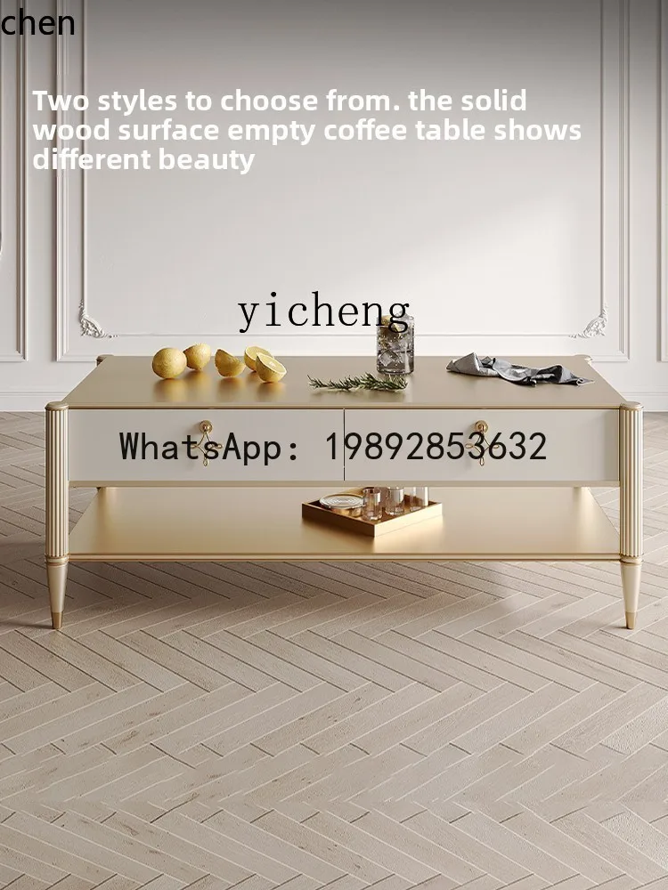 YFY  Solid Wood Coffee Table for Living Room, Small Household Tea Table and TV Cabinet Set