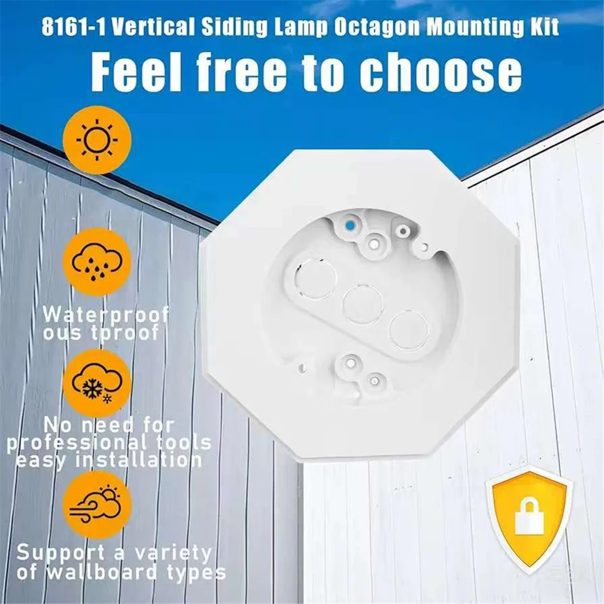 A83Z 8161 Outdoor Vertical Siding Light Mounting Block Bracket for Outdoor Mounting Plate Smooth Flat with Built-in Box