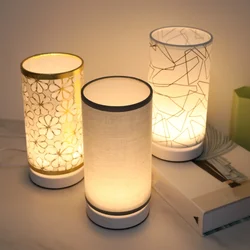 Modern minimalist circular fabric desk lamp with USB power supply, bedroom bedside LED light, office and study warm lighting