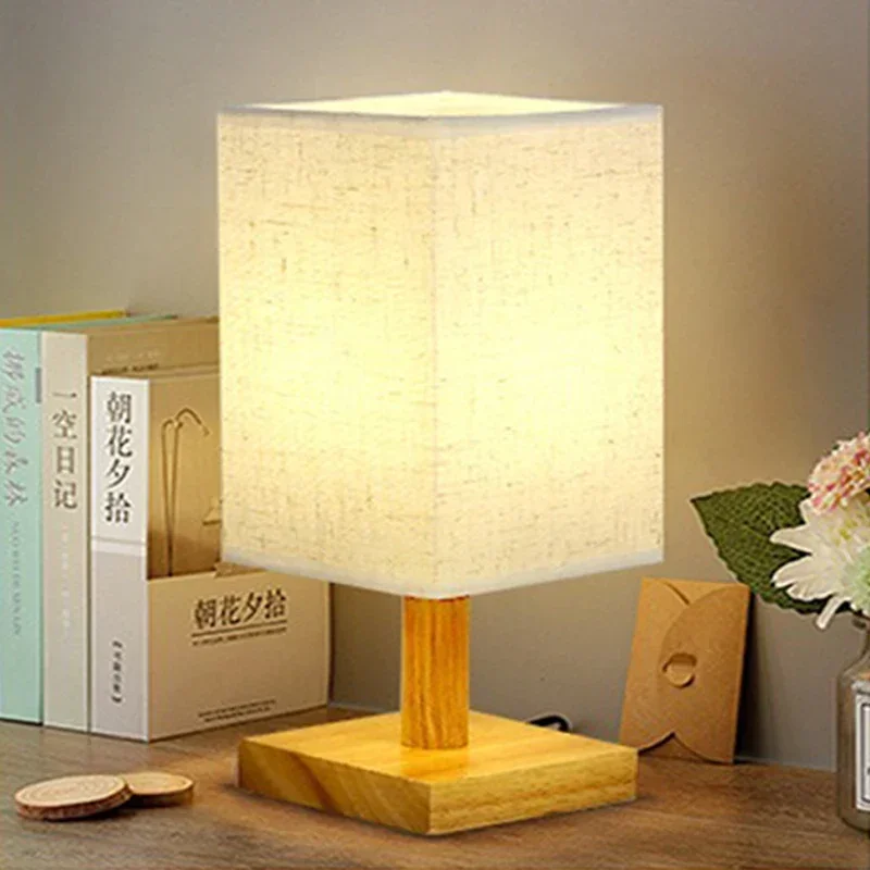 LED Table Lamps Chinese Style Dimmable USB Plug Simple Lamp Light Fabric Lampshade For Home Bedroom Decor Bedside Night Lighting