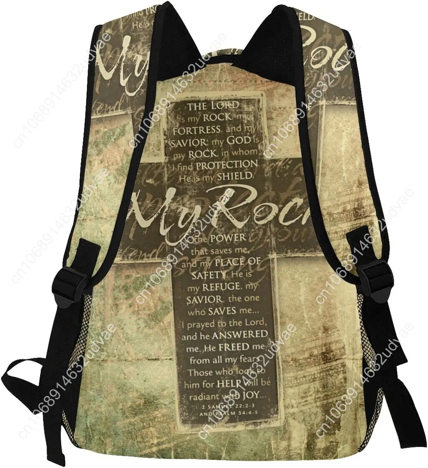 Christian Backpack Religious Bible Verse The Lord Is My Rock Pattern Backpack Jesus Cross Tablet Travel Picnic Bag Jesus Bag