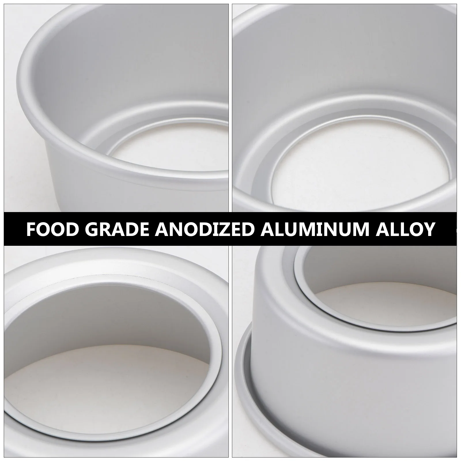

5 Inch Round Silver Anodized Aluminum Baking Mold For Cake Cheesecake Mousse Dessert Removable Bottom Non-Stick Easy Release