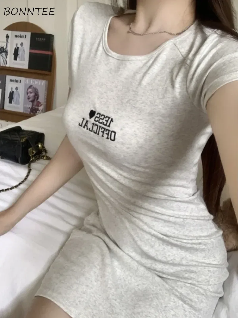 

Повседневные мини-платья, женские облегающие модные платья с короткими рукавами, летние милые сексуальные уличные одежды для девочек, повседневные Ulzzang