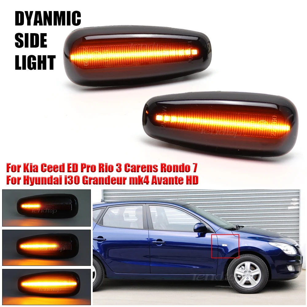 2X Repeater Side Marker Dynamic Indicator Turn Signal Light for Kia Pro Ceed Estate Rio 3 Carens Rondo 7 Hyundai i30 CW MK4