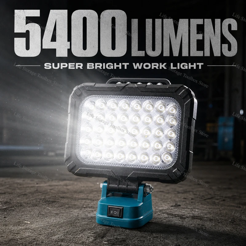 Lanterna portátil com usb para bateria de íon-lítio makita 18v, lanterna led com gancho para iluminação de emergência, porta de carregamento usb