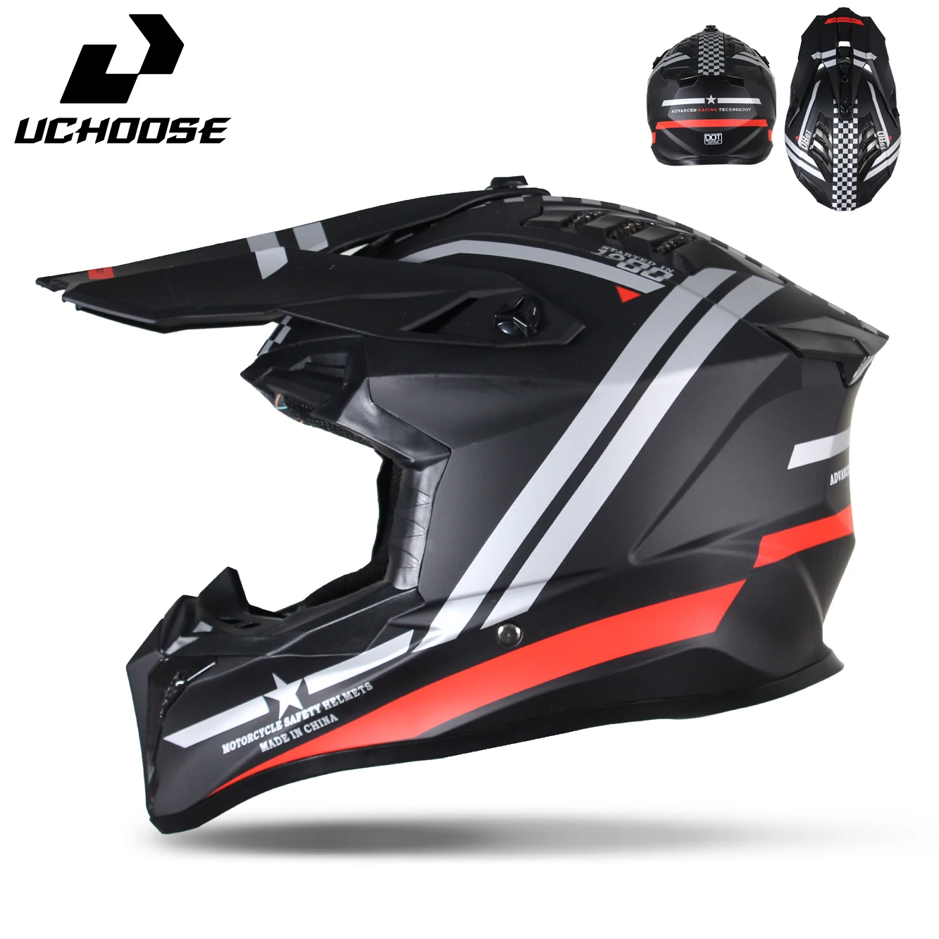 UCHOOSE Motocross Helmet Skull Pattern Off Road Motorcycle Helmet Dirt Bike Downhill ATV Full Face Racing Helmet Casco Moto Capa