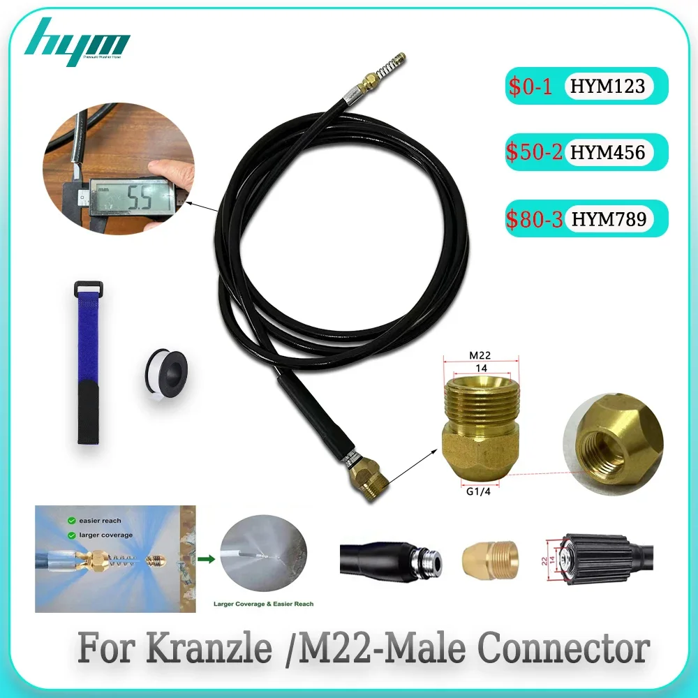 

Super Flexible Pressure Washer Hose Pipe line Sewage Dredging Jet Hose Sewer Drain Jetting Kit For Karcher Elitech Interskol