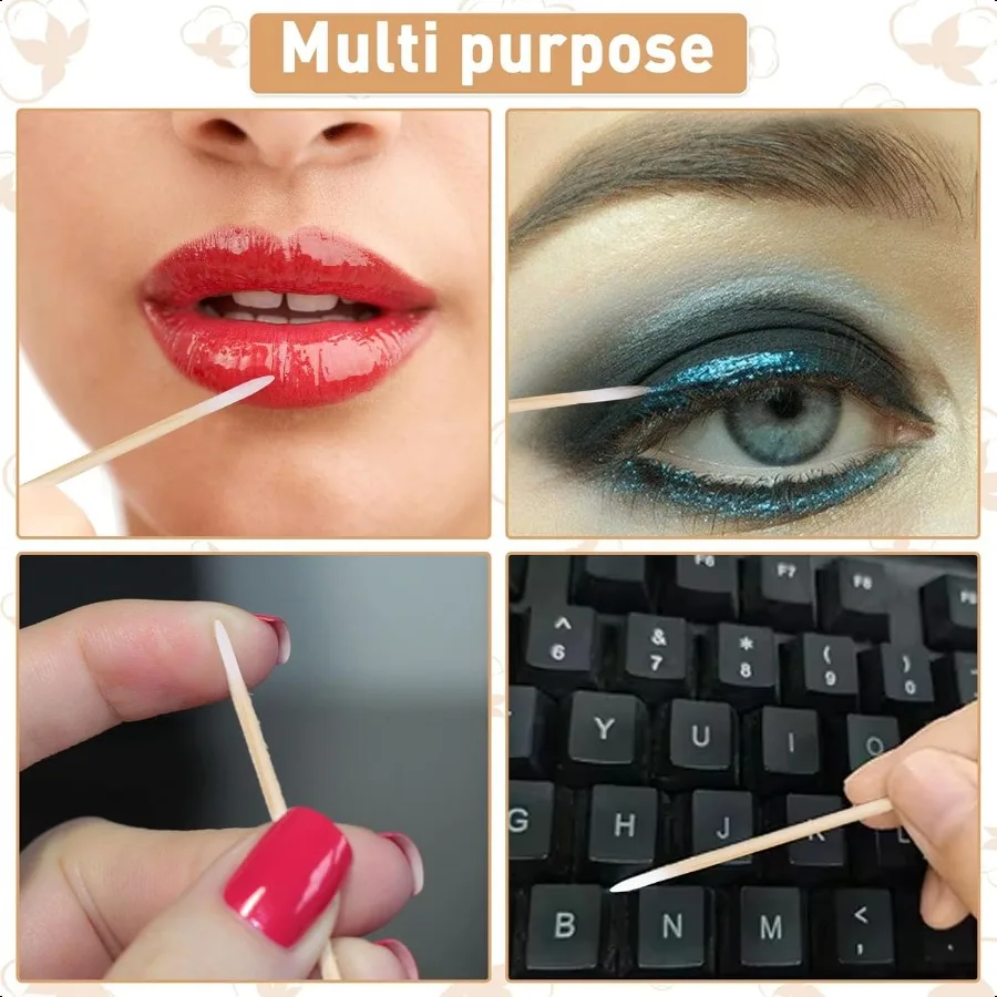 Tampone di cotone per microblading da 1000 pezzi Tamponi di cotone con punta a punta Tamponi di cotone Bastoncini di legno Applicatore con punta di cotone Tatuaggio permanente