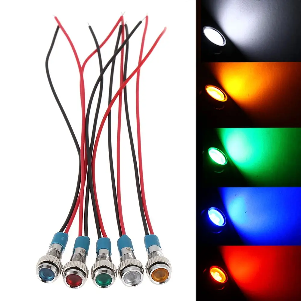 

1Pc 6mm LED Metal Indicator Light Signal Lamp 3V 5V 6V 9V 12V 24V 220V Waterproof