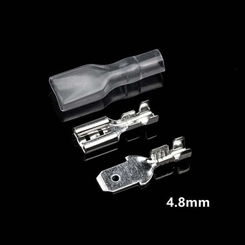 30-300 Stück 2,8/4,8/6,3mm Weibliche und Männliche Flachstecker Crimpklemmen Verbinder Elektrische Kabelverbinder Isolierte Transparente Hülsen Set – Detail 5