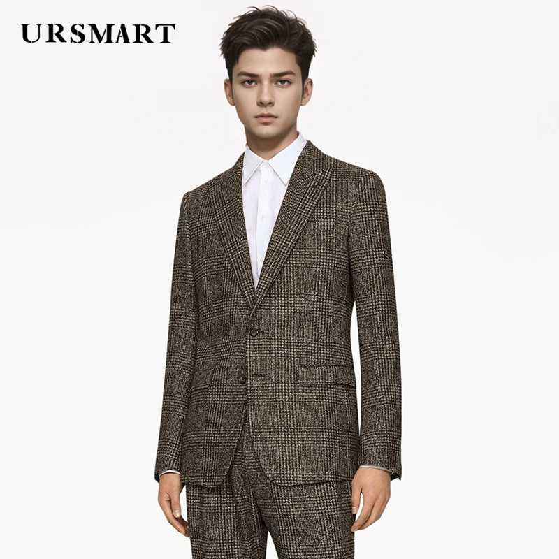 High quality wool plaid men's casual suit autumn and winter new products British style gentleman style custom men's suit Coat