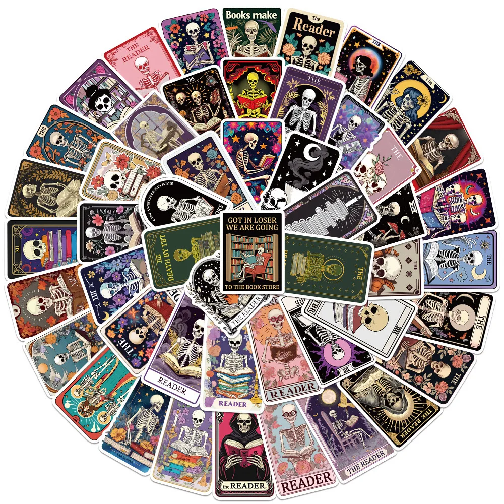 10/50 Uds. Cool Dark Romance calavera libro lectura Tarot tarjeta pegatinas Kindle estético álbum de recortes nevera equipaje portátil teléfono pegatina