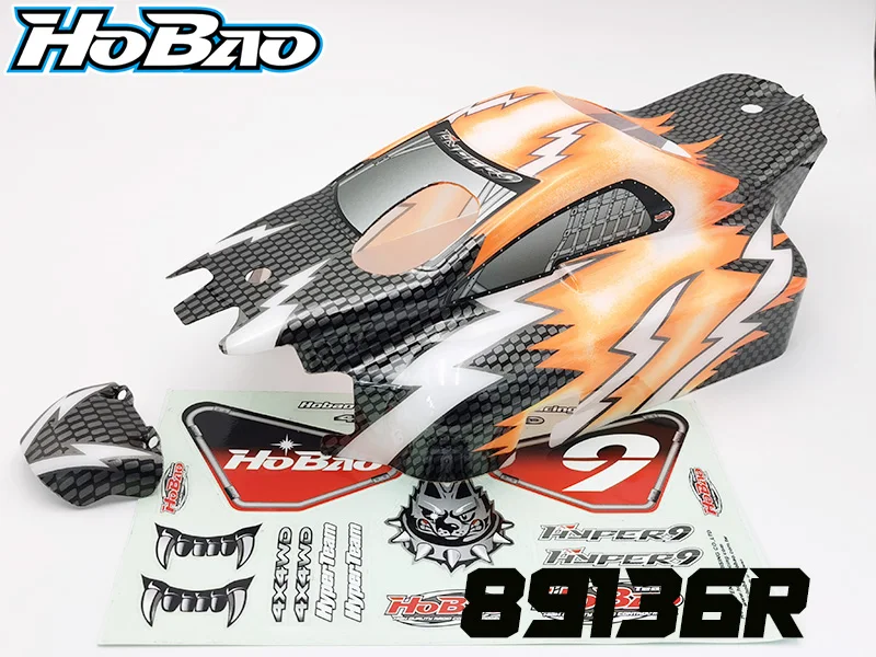 

Original OFNA/HOBAO RACING 89136R M9 color car shell set (orange) + sticker (out of print) for 1/8 HYPER H9/STAR NITRO BUGGY