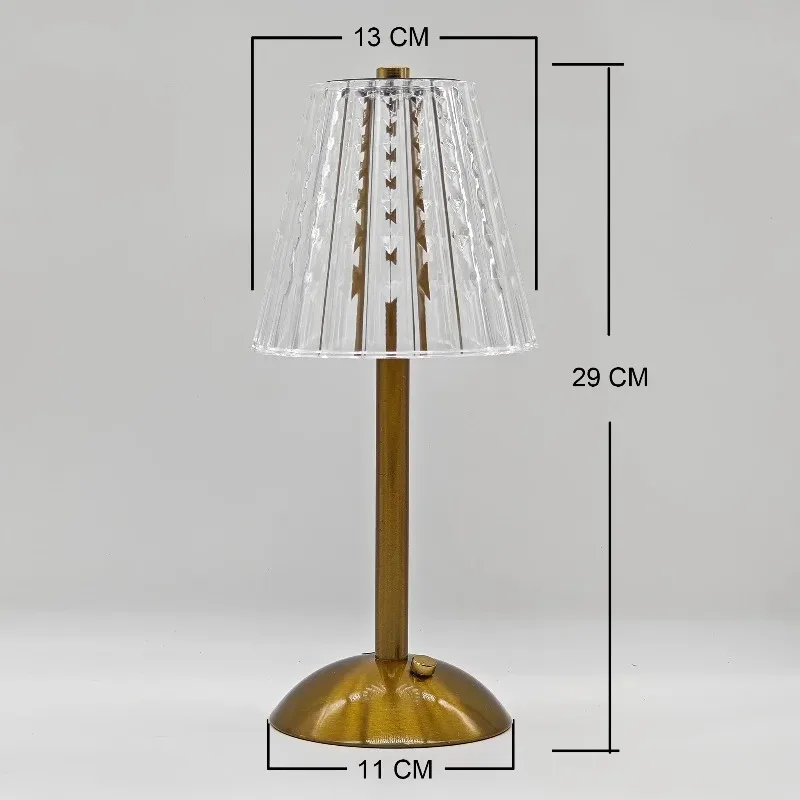 LED Elegant Diamond Crystal Table Lamp Luxury Bedroom Bedside Touch Control USB Rechargeable Night Light Atmosphere Decor
