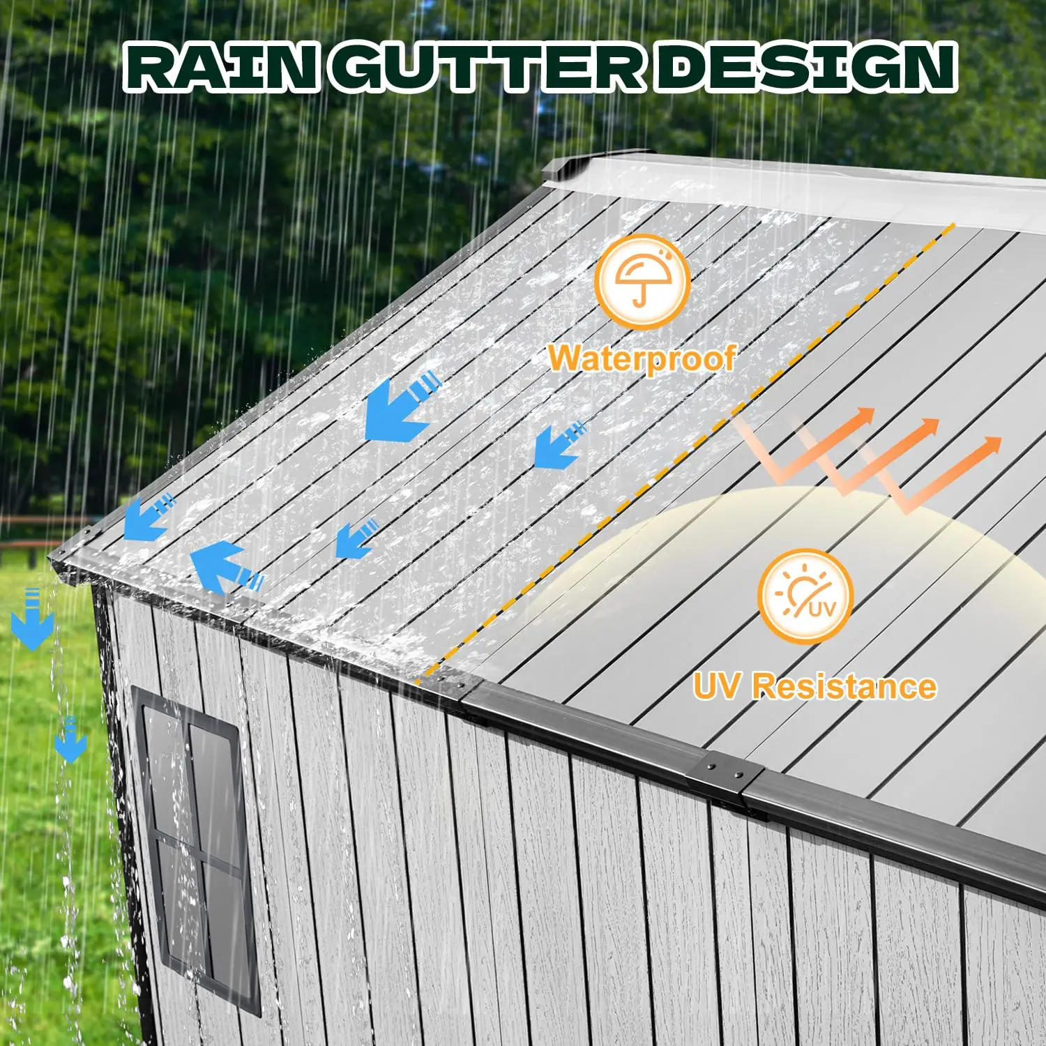 8 x 10 FT Resin Outdoor Storage Shed with Floor, Plastic Garden Shed
