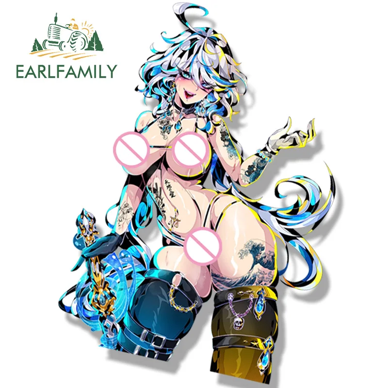 EARLFAMILY Gothic Furina Fanart Car Sticker Anime Genshin Impact Sketch Waifu Decal JDM Gyaru Girl Peeker Sticker Car Wrap view 3