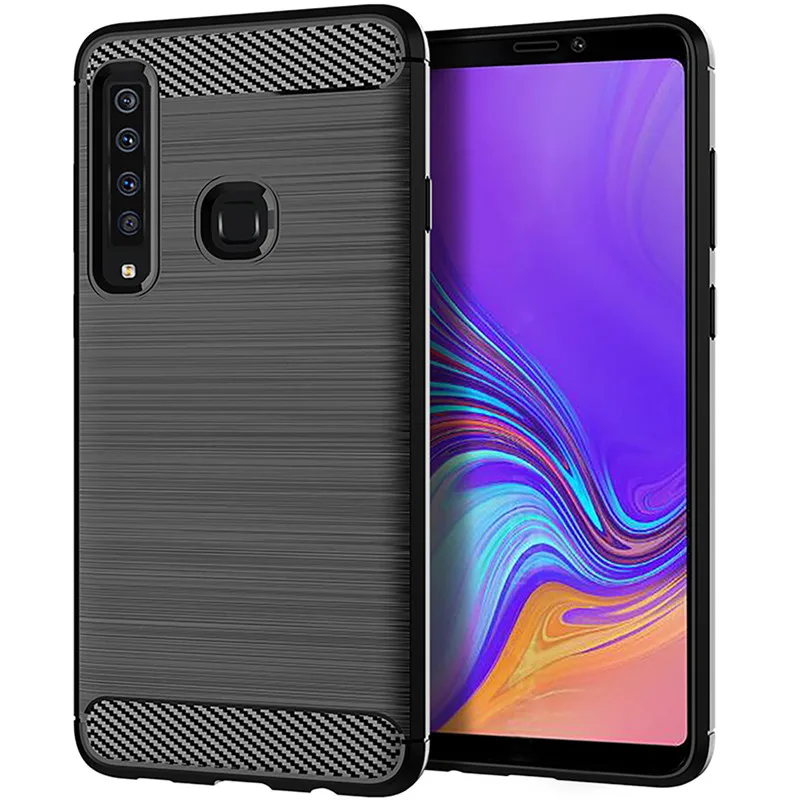 Shockproof Carbon Fiber Case for Samsung Galaxy A9 2018 Brushed Texture Rubber Silicone Case for galaxy a9 2018 Phone Cover