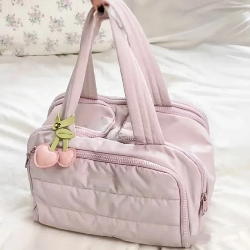 Cosmetic Bags Women Polyester Plain Multifuntional Protable Light Storage Bag With Wrist Mix Color