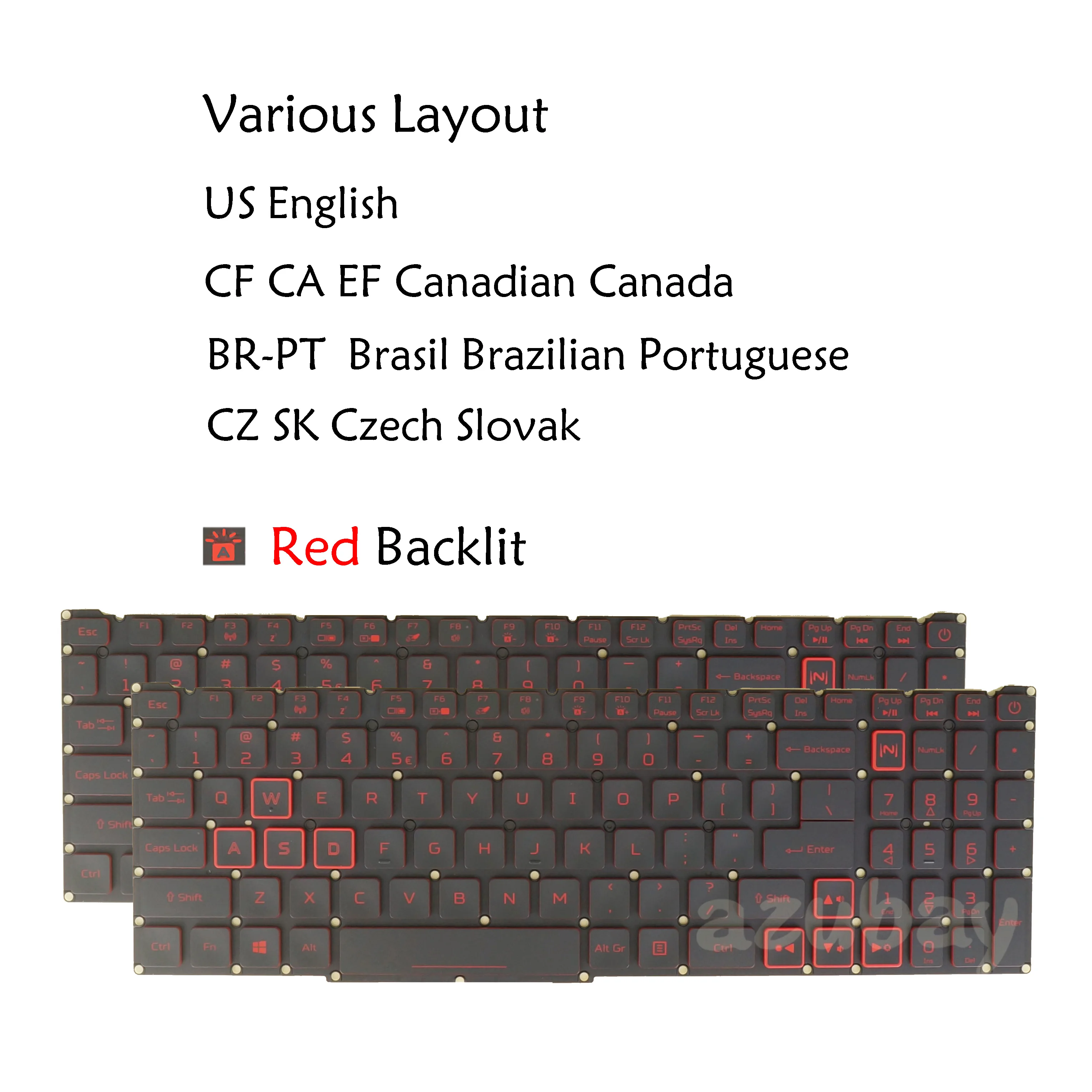 Red Backlit Keyboard For Acer Aspire Nitro AN515-43 AN515-45 AN515-54 AN515-56 AN515-57 US English Russian Canadian Czech Slovak