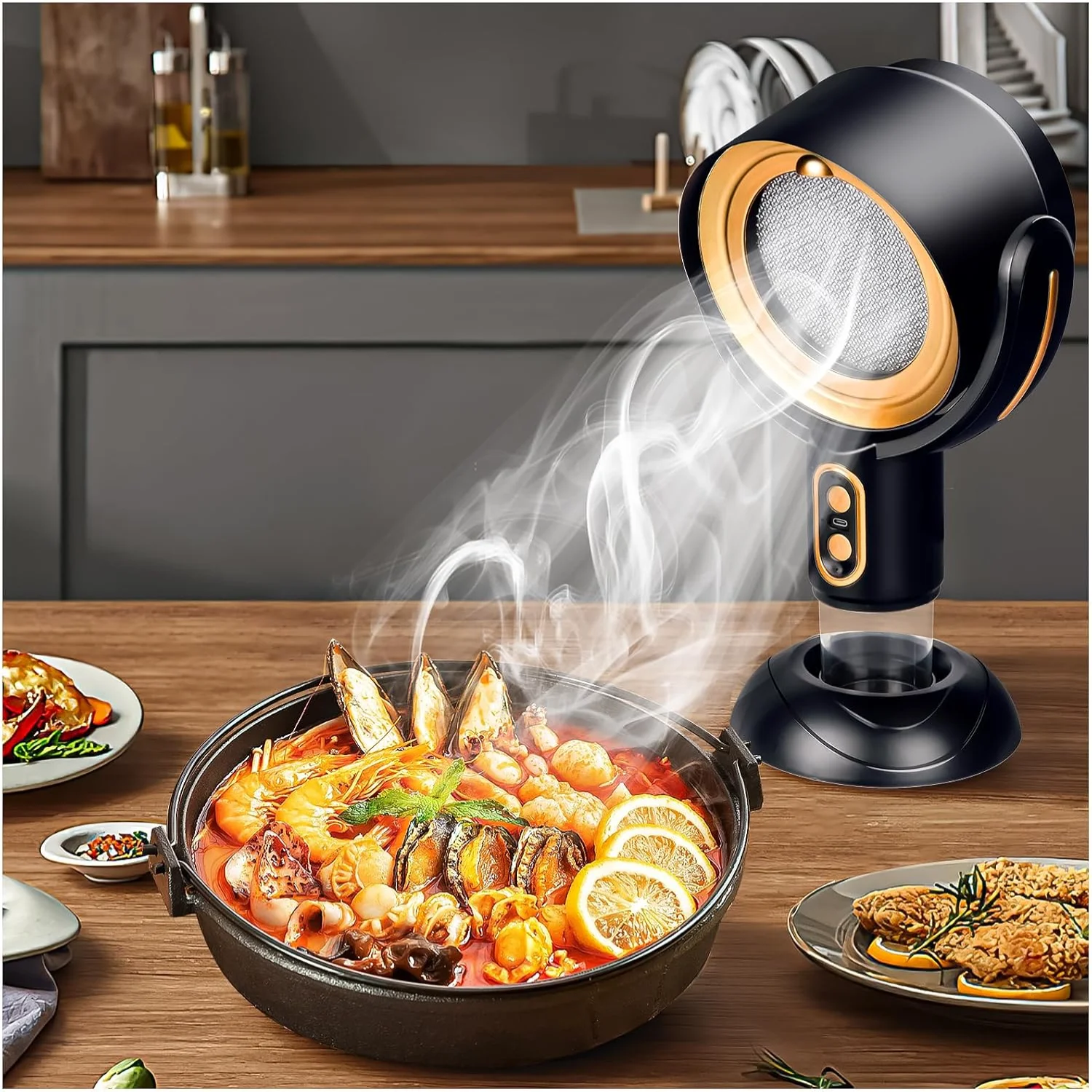 Portable Range Hood, Desktop Hood with 2 Speed Exhaust Fan, Negative  Air Purification,Detachable Aluminum Filter,Portable