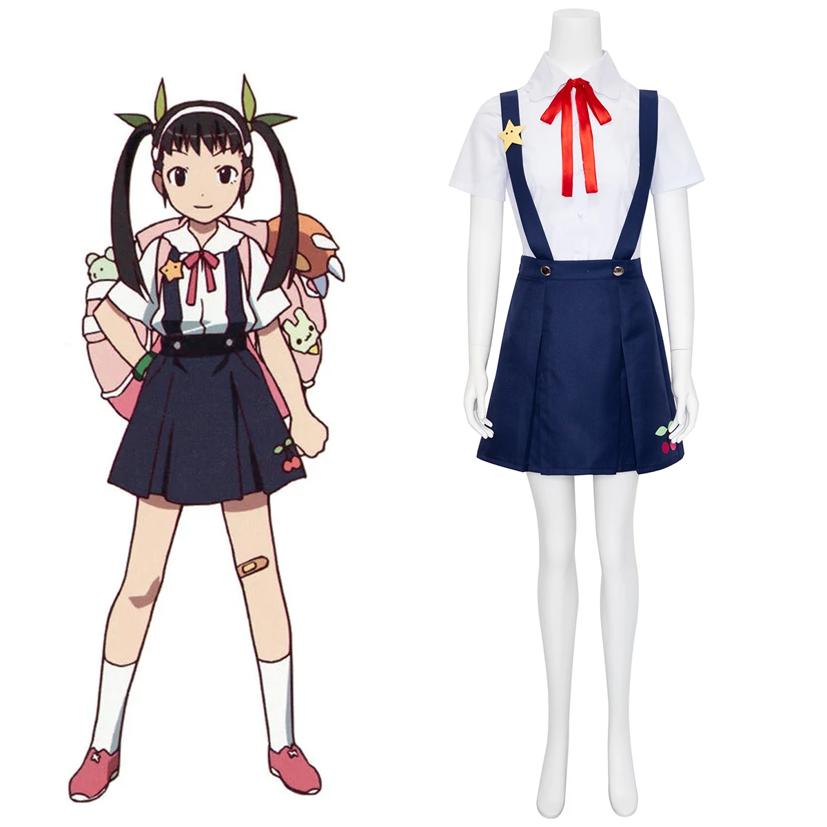

Monogatari Bakemonogatari Mayoi Hachikuji Hachihachiji School Uniform Cosplay Costume Anime Outfit Dress Clothing