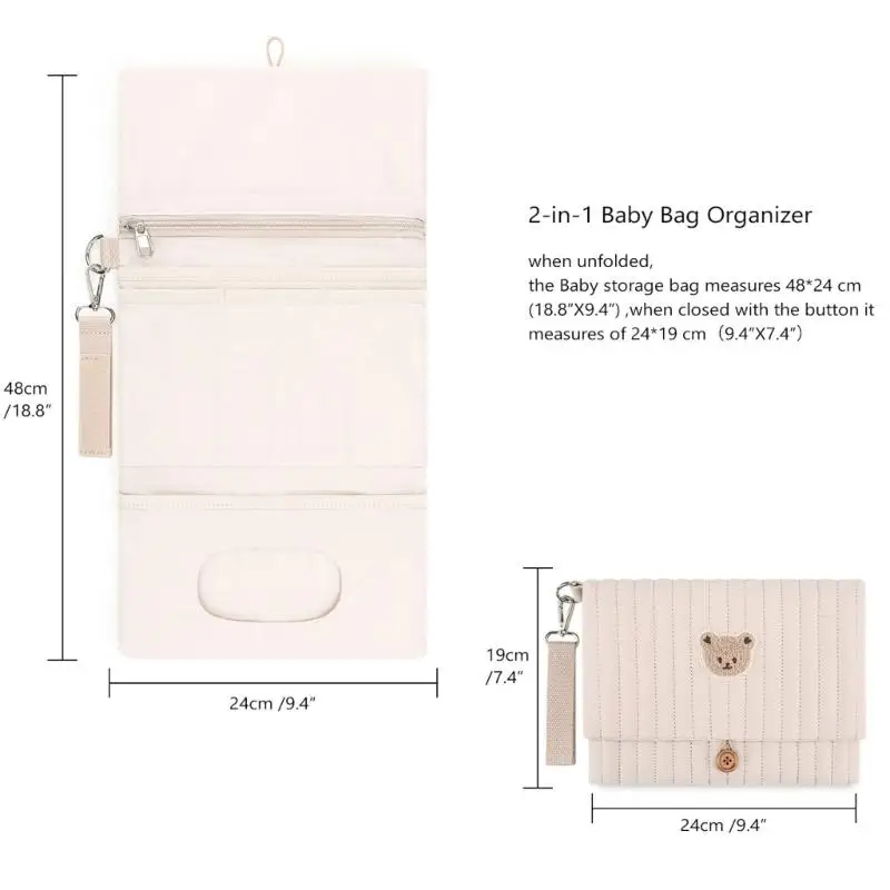 حقيبة تخزين الحفاضات القطنية المحمولة U13F مع مقصورات متعددة لتوفير المساحة وحقيبة تنظيم معلقة للآباء #6
