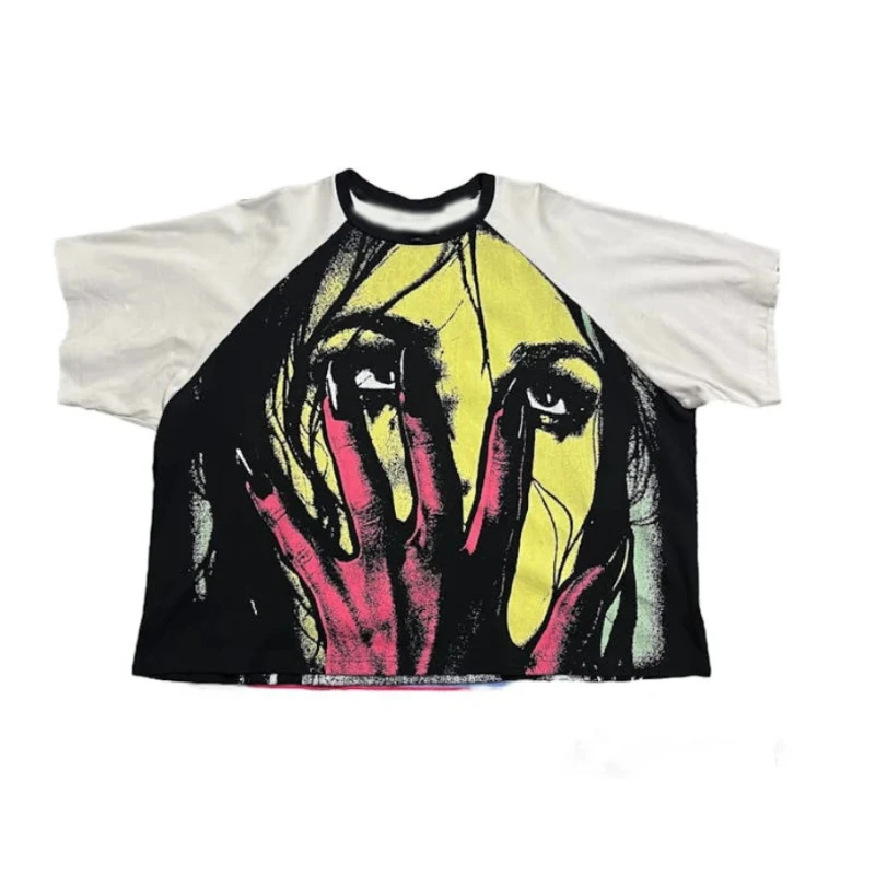 Summer American Street Y2K Trendy Dark Retro Ins Style Devil Printed Top for Men and Women, Loose and Casual