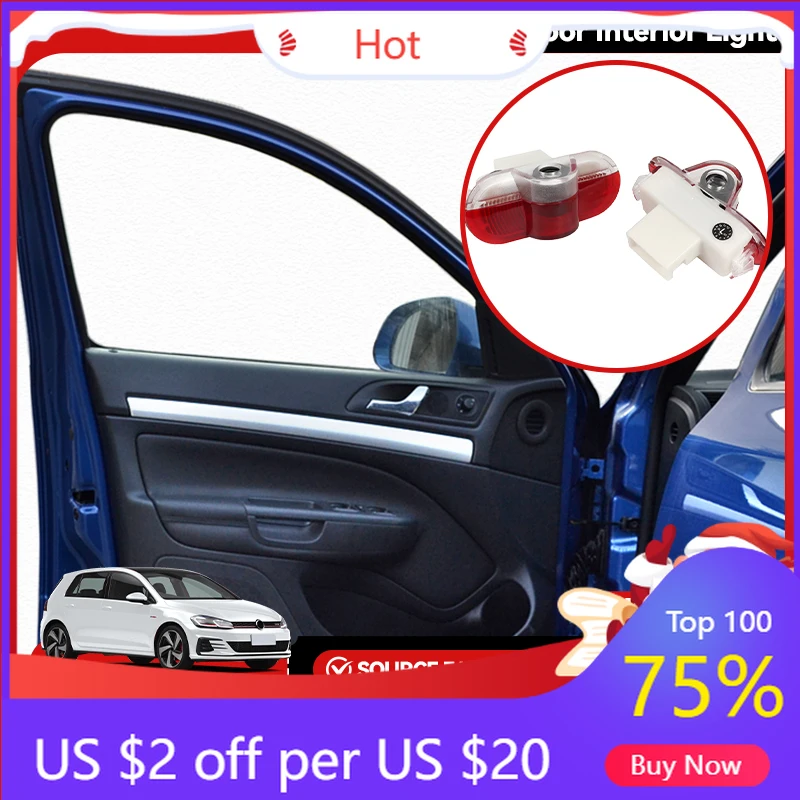 

VW GTI GOLF 2026 Новые эмблемы 2 шт. для Volkswagen VW GOLF 3 4 MK3 MK4 Jetta Beetle Bora Caddy Touran светодиодные двери автомобиля Ghost Shadow Lo