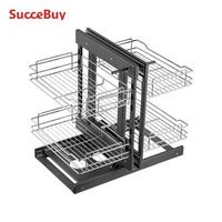 VEVOR 2/3Tier Opening Blind Corner Pull Out Organizer 4 Shelf Kitchen Cabinet Organizer Slide Out Storage Organizer Storage Bask