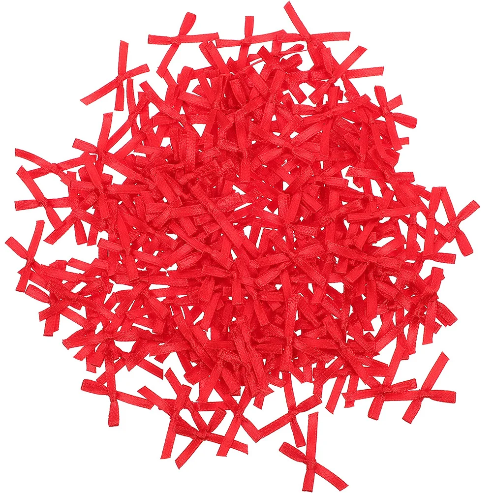 

300Pcs Mini Bowknots Small Red Craft Bows Hair Headdress Festival Party Gift Wrapping Decorations Small Red Bows
