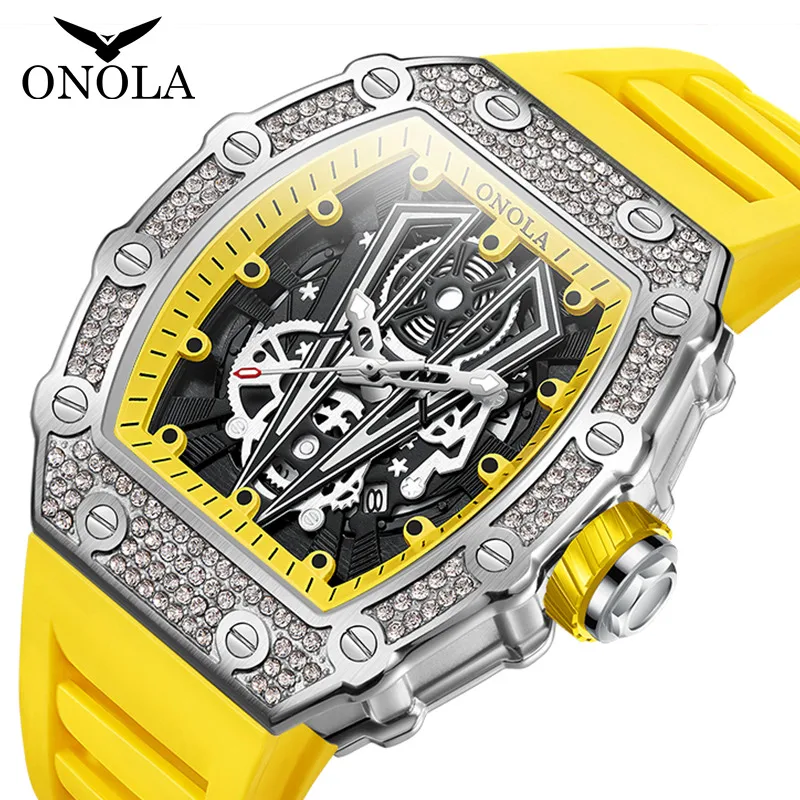 New Diamond Fashion Men Watch ONOLA Top Luxury Man Watches Quartz Sports Waterproof Men\'s Wristwatch Clock Relogio Masculino