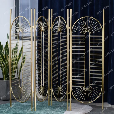 HHHHIron الفن شاشة التقسيم الأوروبي الخفيفة الفاخرة الحديثة الإبداعية للطي المحمول غرفة المعيشة الديكور الذهب أضعاف الشاشة #1