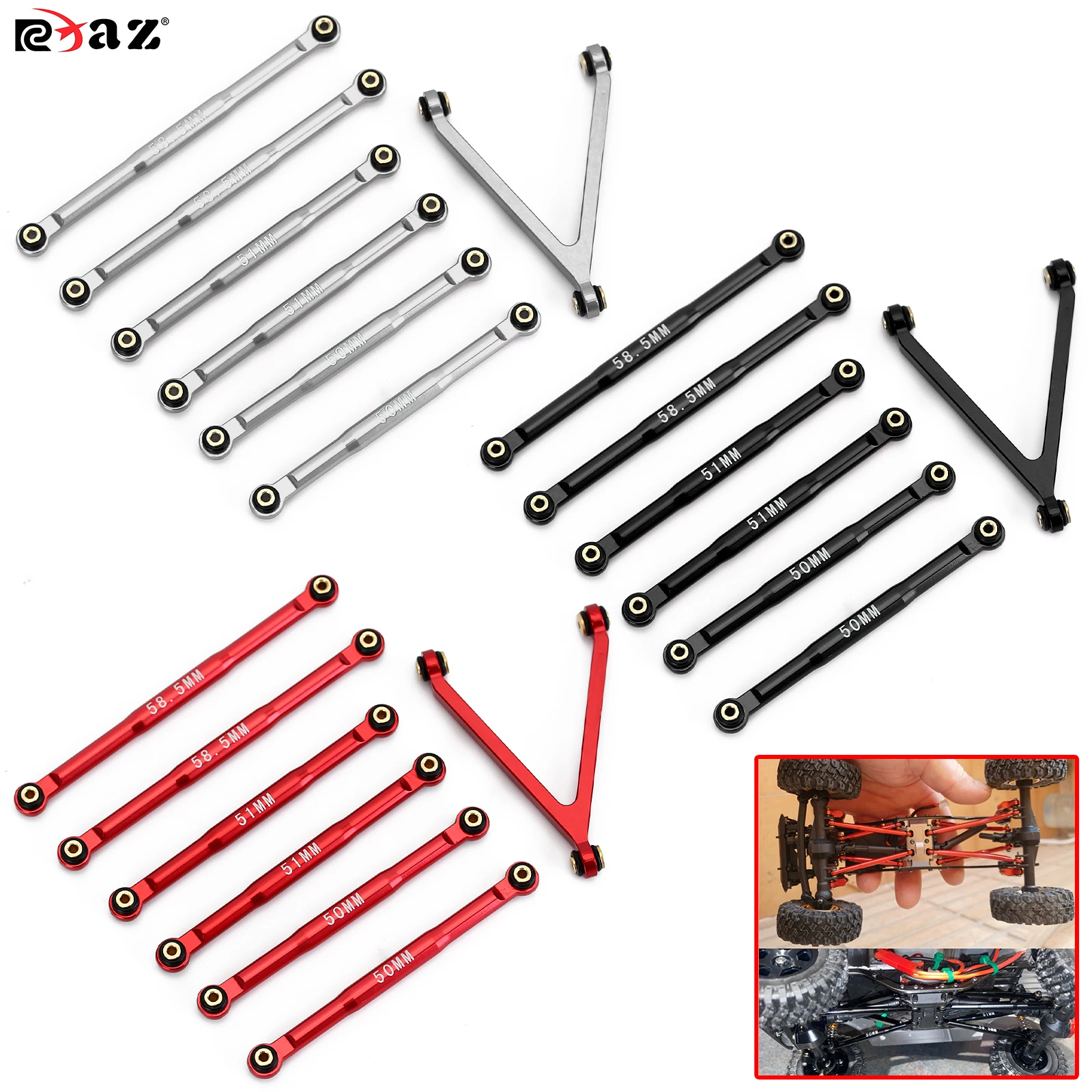 

RCXAZ Chassis Links Set CNC Aluminum Alloy for RC Crawler Car LWB 133.7mm Axial SCX24 AXI00001 C10 AXI00002 JLU Bronco AXI00006