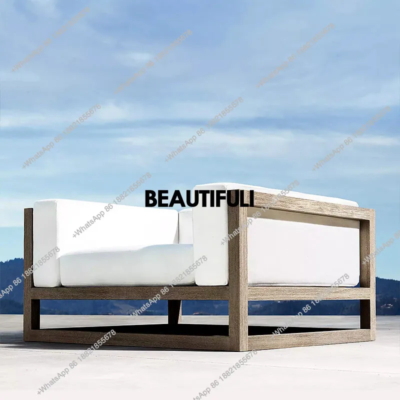 Aluminum alloy leisure sofa waterproof sunscreen terrace balcony furniture courtyard garden wood grain lacquer rattan chair