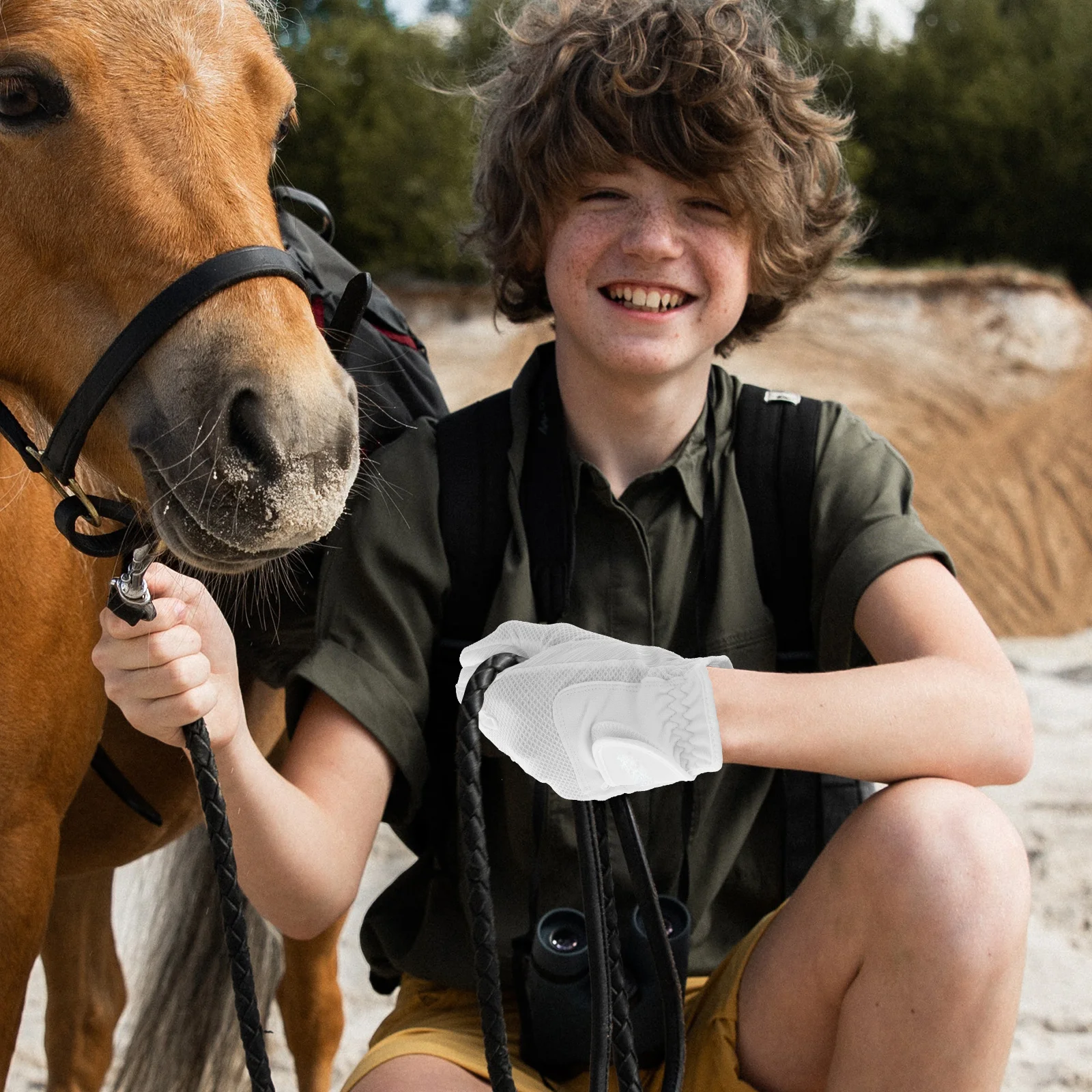 2 stks Paardenhandschoenen Paardensporthandschoenen Lichtgewicht Stier Rijhandschoen Antislip Duurzaam Outdoor Rijuitrusting Voor