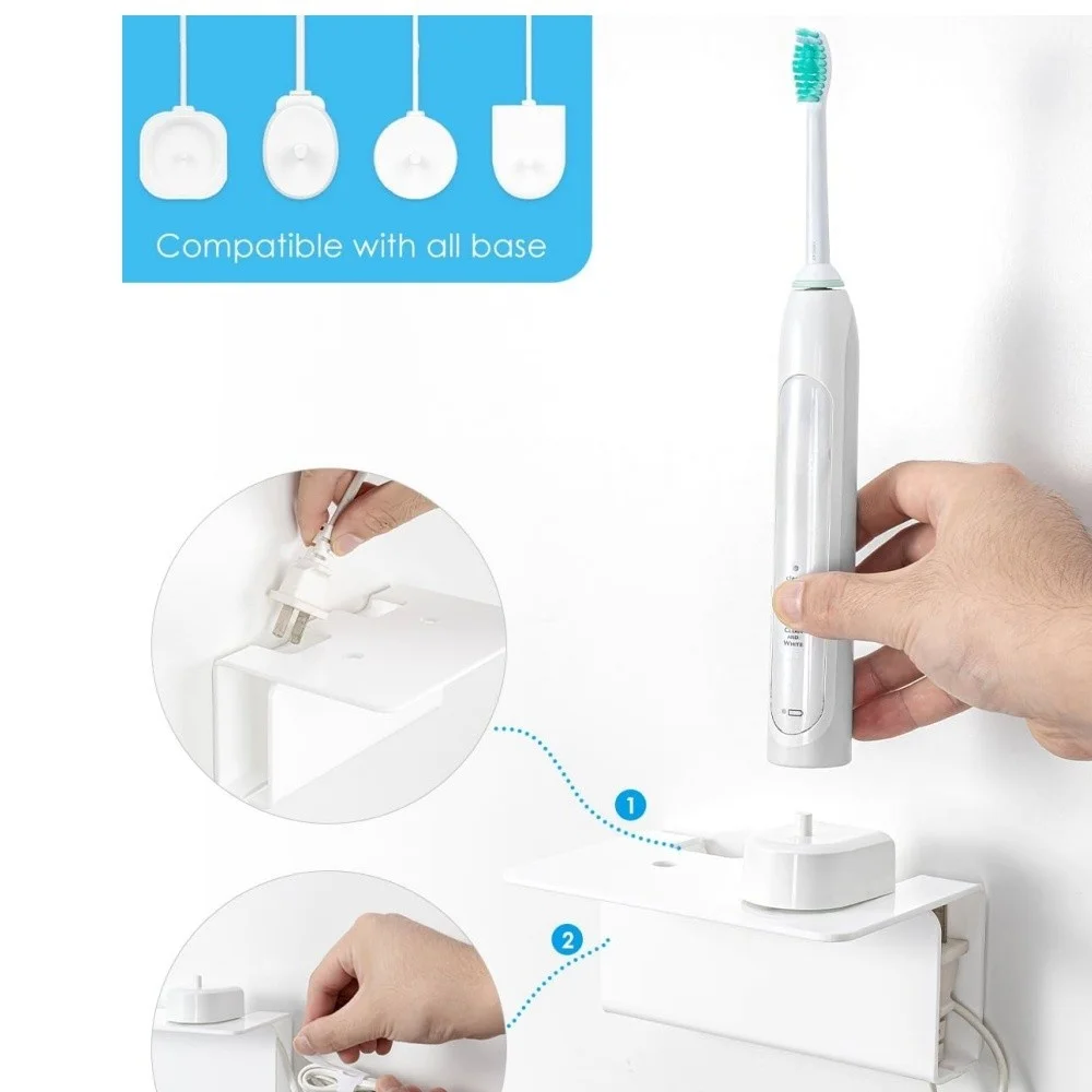 

Electric Toothbrush Holder WallMounted Acrylic Bathroom Cable Organizer Spacesaving Toothbrush Stand Storage for Bathrooms