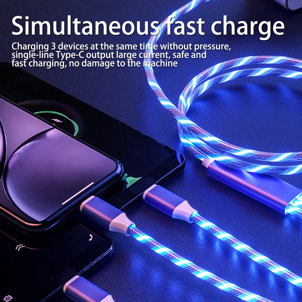 كابل شاحن سريع 3 في 1 USB من النوع C لأجهزة Android Xiaomi Huawei Samsung سلك شاحن الهاتف لأجهزة iPad iPhone