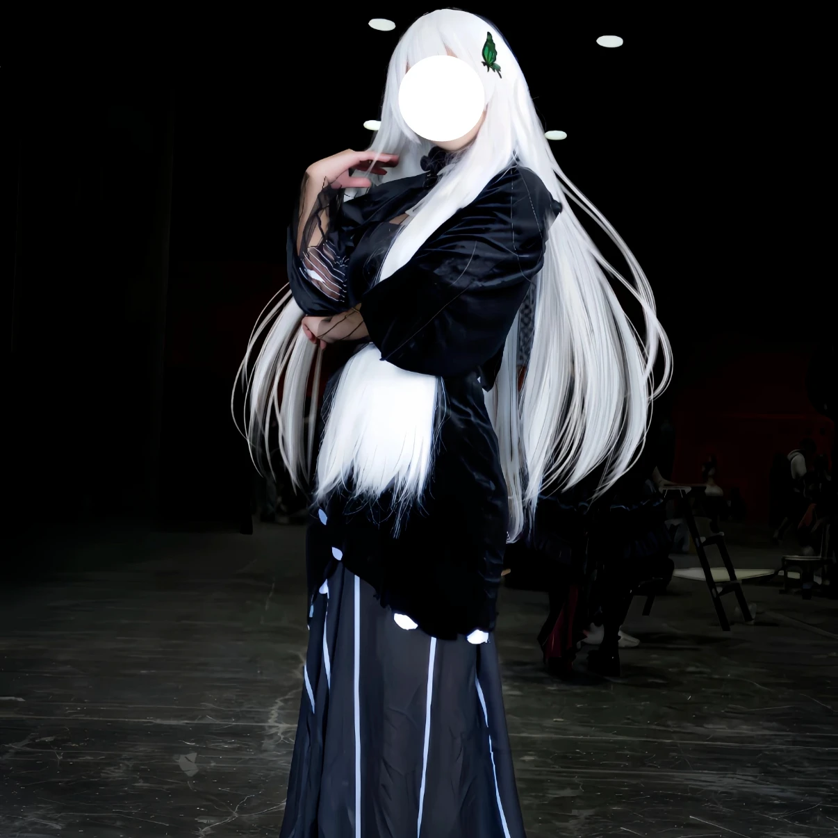 Echidna Cosplay Costume Black Long Sleeve Maxi Gown Cross Neck Re:Life in A Different World From Zero Women Gothic Nun Cos Dress view 2