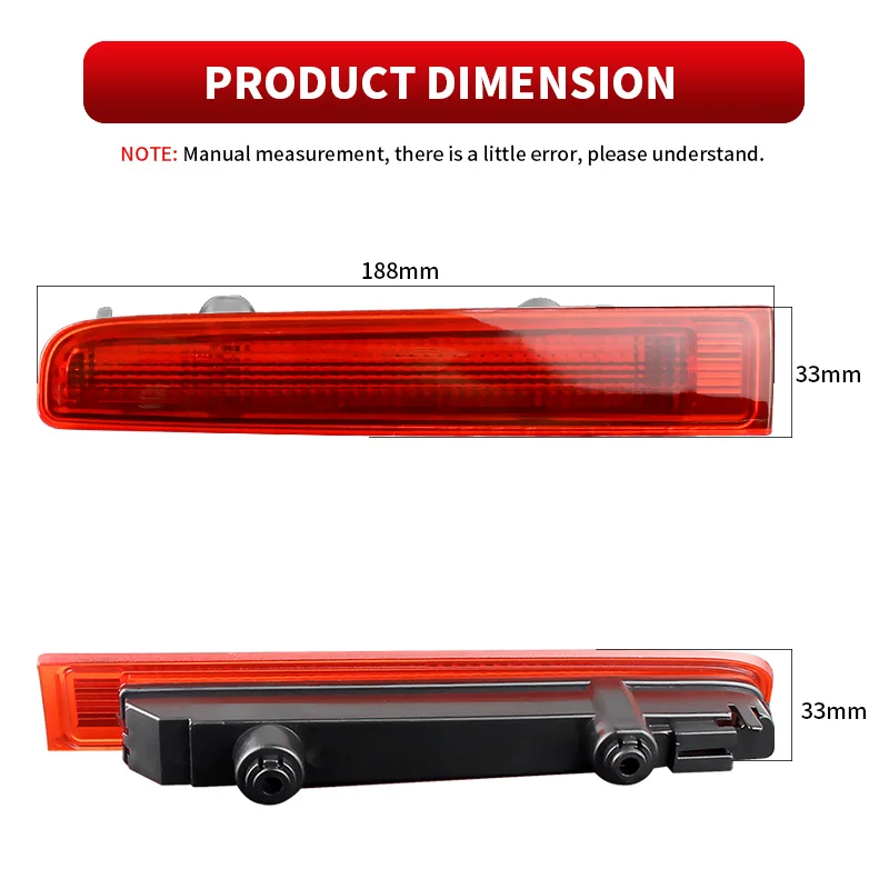 2PCS for VW T5 T6 Eurovan/Multivan/Caravelle/Transporter Barn Door LED High Level 3rd Rear Brake Light Stop Signal Red Tail Lamp view 2