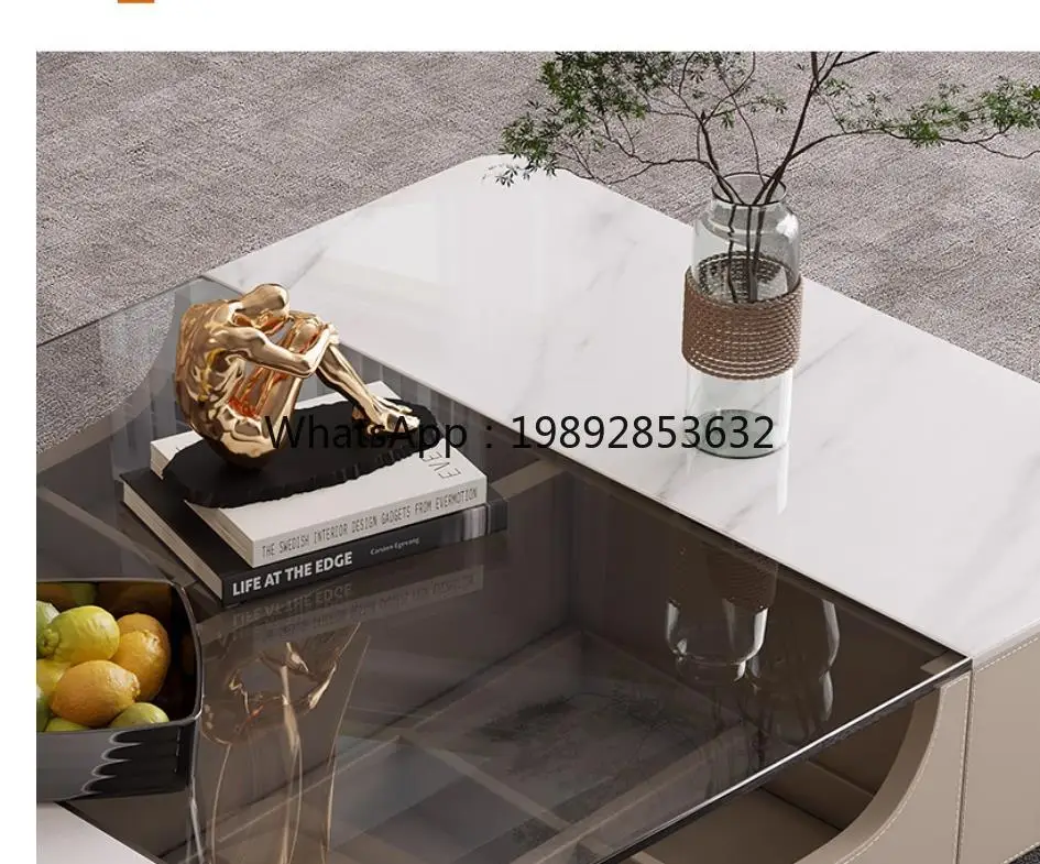 

ZZ light luxury coffee table modern household living room small apartment high-end rectangular solid wood multi-functional