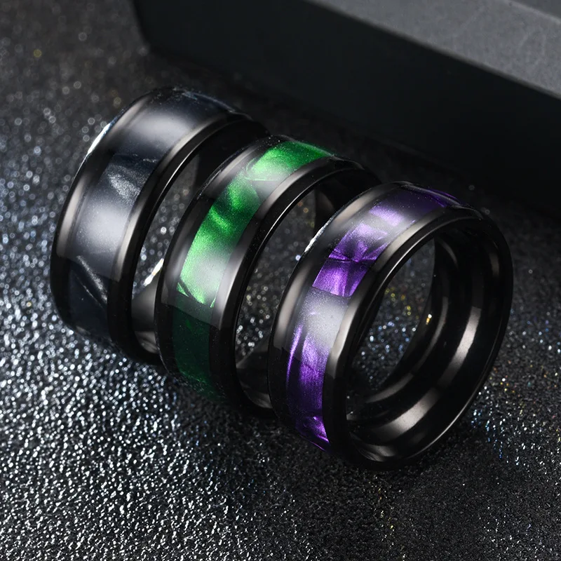 Hot Selling Stainless Steel  Ring Black, elegant and colorful For Women Men Jewelry Accessories Wholesale Size 6-13﻿