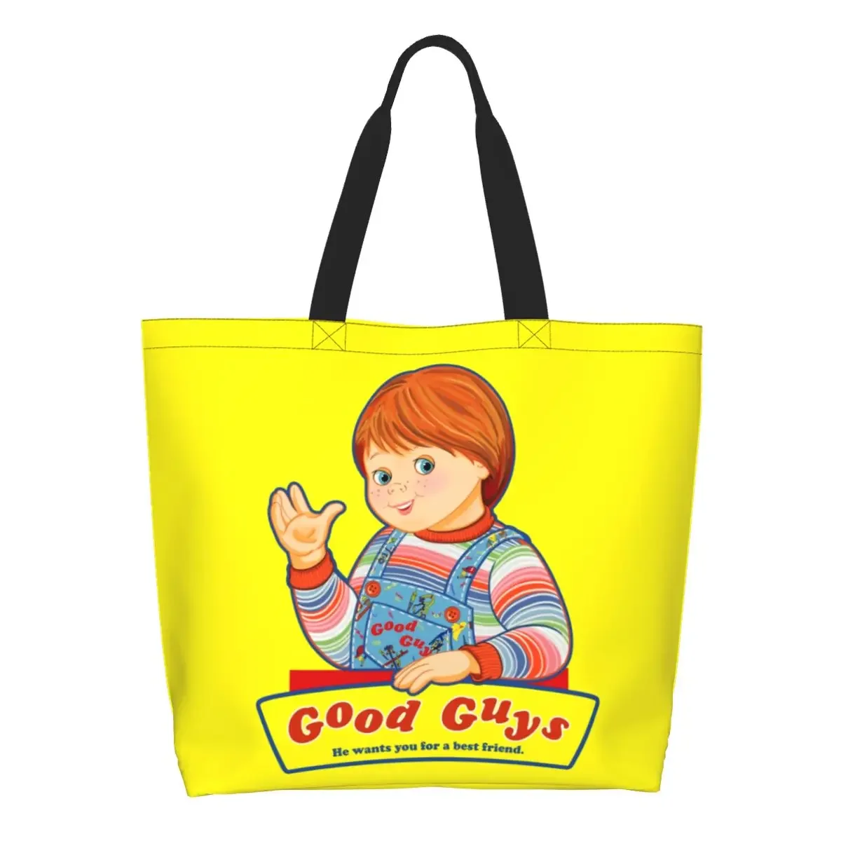 Fashion Printing Good Guys Child's Play Tote Shopping Bags Durable Canvas Shoulder Shopper Chucky Doll Handbag