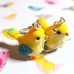 3D Cute Yellow Bird Women's Dangle Earrings Kawaii Resin Accessories Handmade Jewelry Eardrop Gift for Women 4 Color Choices