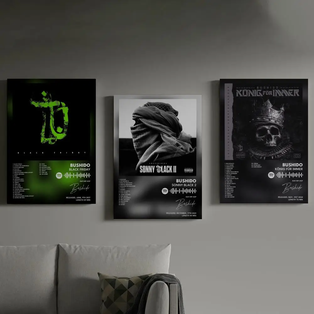 

Bushido Poster Prints Canvas Painting Wall Art Picture Living Room Home Decor Tracklist Music Album Cover