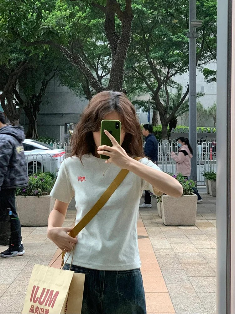 

Лето 2024, женская облегающая футболка ort Sve из чистого хлопка, удобная, дышащая, модная, кактус, размер, oulder Line