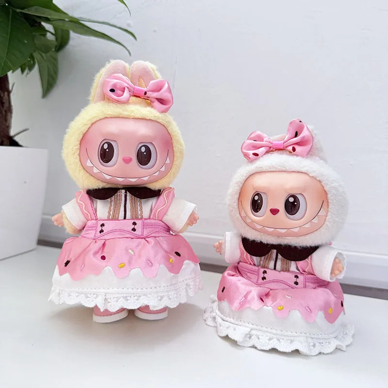 

Labubu Strawberry Cake Lolita Outfit Birthday Party Donut - Dress Set For 15/17cm 1st - 3rd Gen Dolls