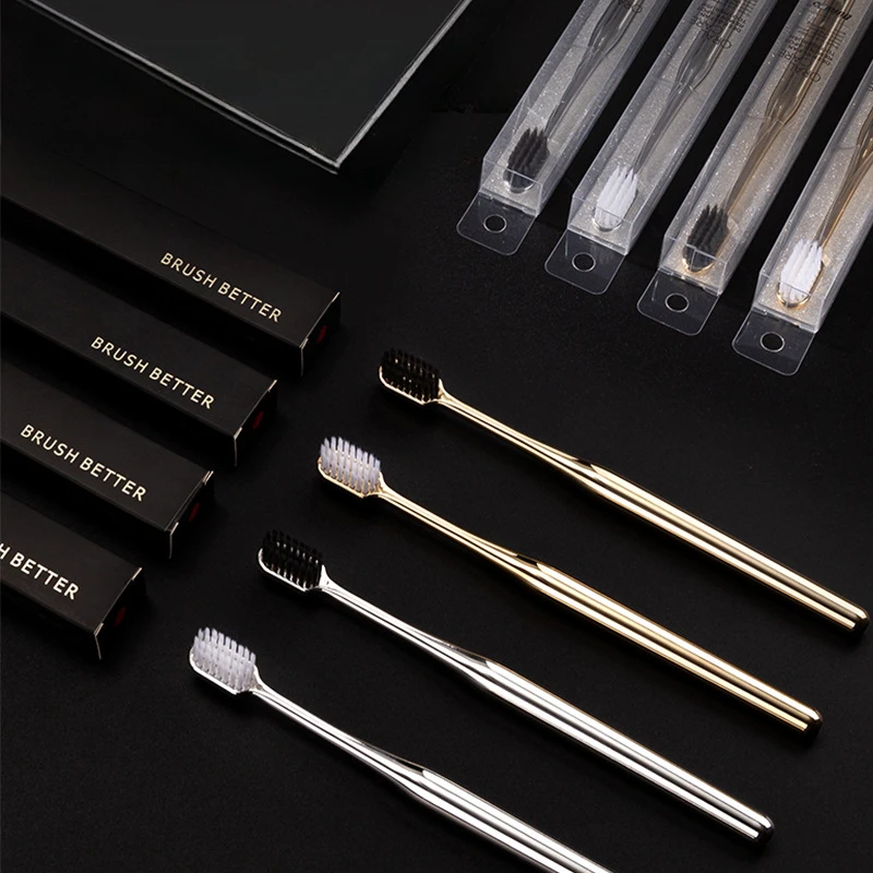 Luxury Soft Toothbrush Men Women Adult Tooth Brush Gold Silver Dental Brushes Elegance Gentle Toothbrushes Drop Shipping