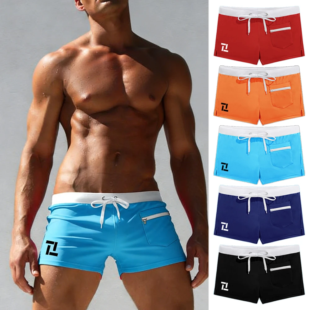 

Мужские летние быстросохнущие пляжные шорты для плавания с завязками, эластичным поясом и геометрическим принтом, для активного отдыха